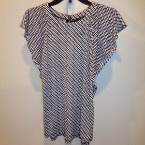 Worthington Blouse with Wing Sleeves Size Medium Polyester Black and White